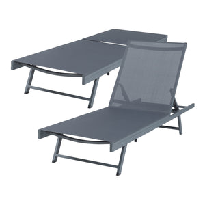 Set de 2 chaises longues Baragiano et d'une table d'appoint anthracite gris foncé casa.pro