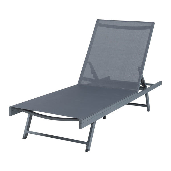 Chaise longue Baragiano avec table d'appoint anthracite gris foncé casa.pro