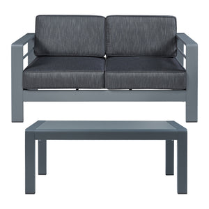 Salon de jardin 2 pièces Avise table basse avec canapél anthracite gris foncé casa.pro
