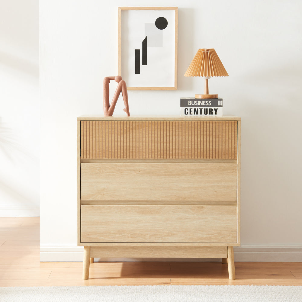 Kommode Landskrona 80x80x40 cm mit 3 Schubladen Eicheoptik [en.casa] - premiumXL