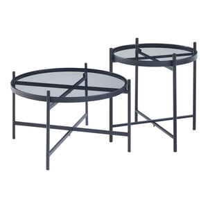 Ensemble de tables basses Lier 2 pièces. Plateau en verre Noir [en.casa]