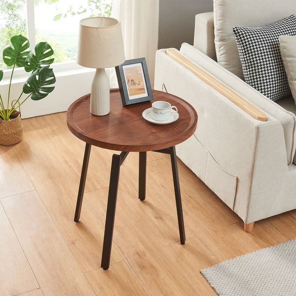 Table d'appoint Mippeena 54xØ50 cm Noir/Noyer [en.casa]