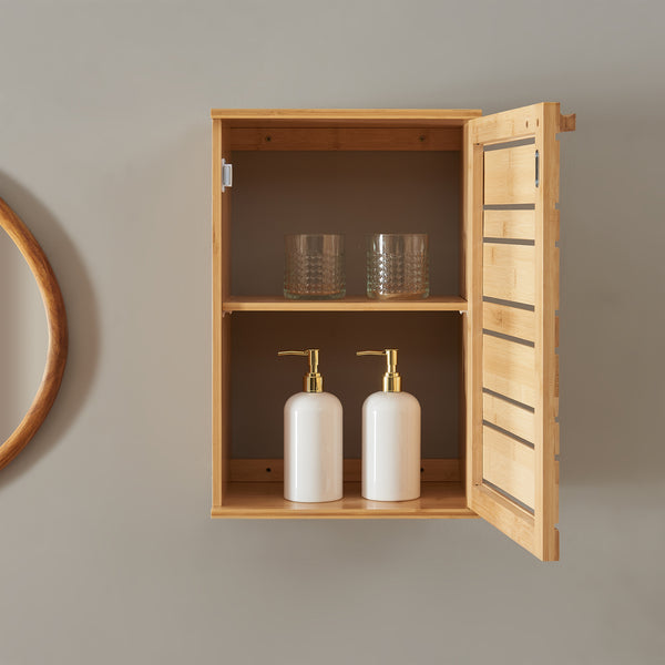 Armoire suspendue Epind 50x33x20 cm Bambou Nature [en.casa]