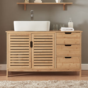 Meuble sous-lavabo Boksereys 60x100x35 cm Bambou Nature [en.casa]