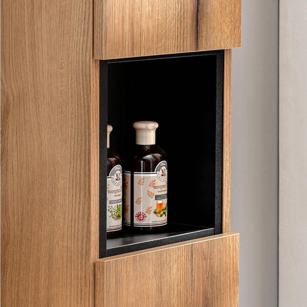 Meuble colonne pour salle de bain NEWPORT 30 x 140 x 25 cm effet chêne noir [en.casa]