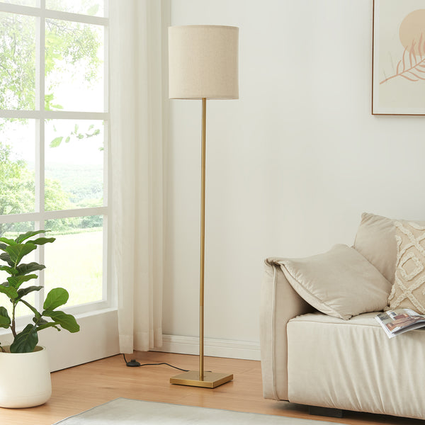 Lampadaire Fildholm 157cm couleur laiton/effet lin [lux.pro]