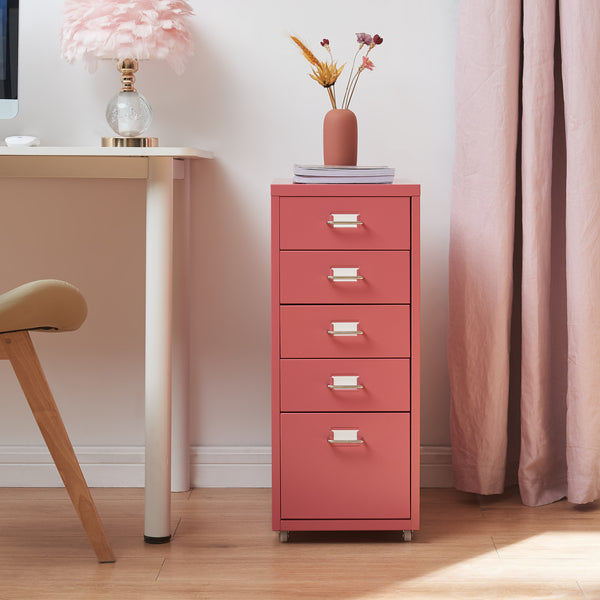 Caisson de bureau Kökar à roulettes avec 5 tiroirs 69 x 28 x 41 cm [en.casa]