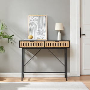 Console Luniehti 100x40x75 cm Noir/Nature [en.casa]