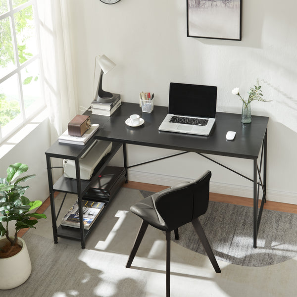 Bureau Raundsvalt 137 x 88 x 75 cm noir [en.casa]