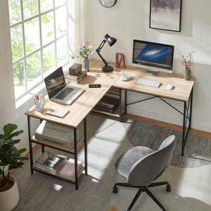 Bureau Klirurud 150 x 150 x 75 cm effet chêne noir [en.casa] 