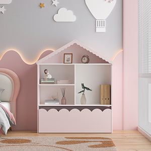 Étagère pour enfants Vestnes 114x91x30 cm Cotton Candy/Blanc [en.casa]