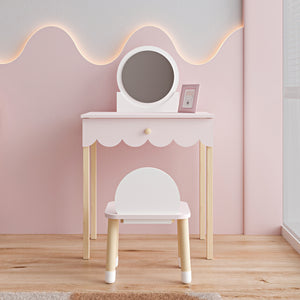 Table de maquillage pour enfants avec chaise Vestnes rose blanc [en.casa] 