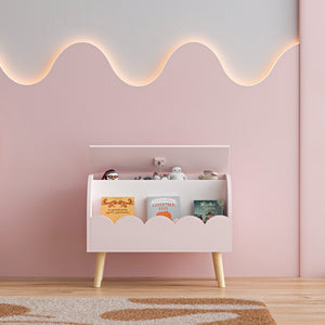 Coffre à jouets Vestnes 60x30x44 cm Cotton Candy/Blanc [en.casa]