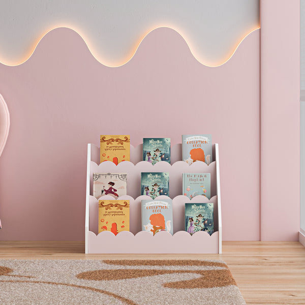 Étagère pour enfant Vestnes 48 x 61 x 30 cm rose blanc [en.casa] 