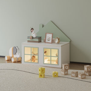 Coffre à jouets Vipsali 56x60x33 cm Vert menthe/Blanc [en.casa]