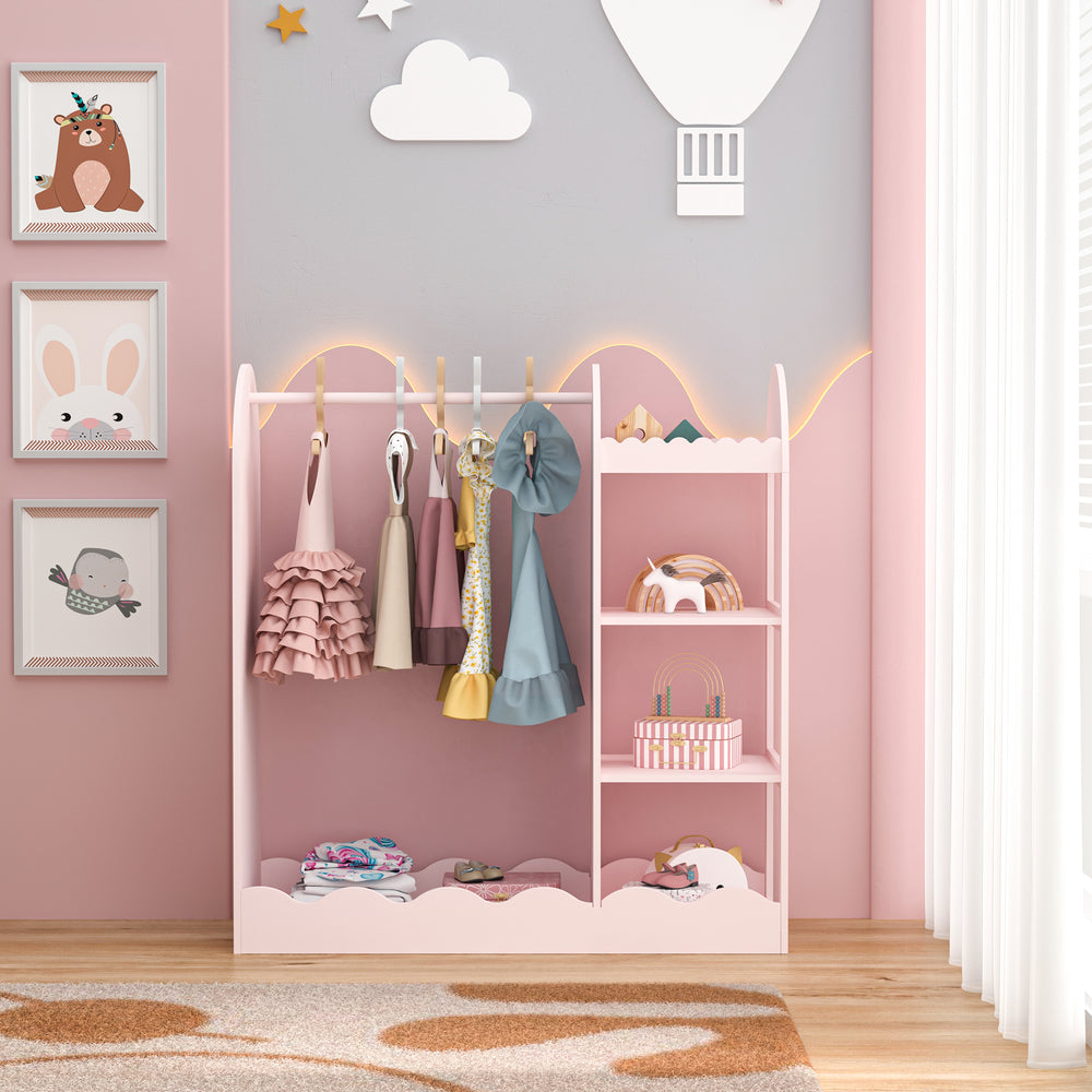 Porte-manteau pour enfants Vestnes avec miroir 100x94x38 cm Cotton Candy [en.casa]