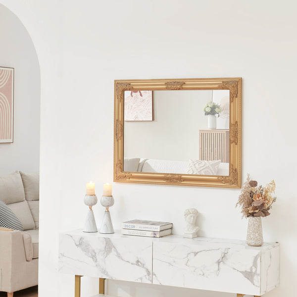 Miroir mural Punkalaidun de style baroque 80x60 cm couleur or [en.casa]