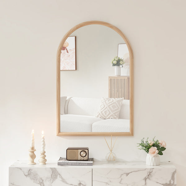 Miroir mural Podena 90x60 cm Naturel [en.casa]