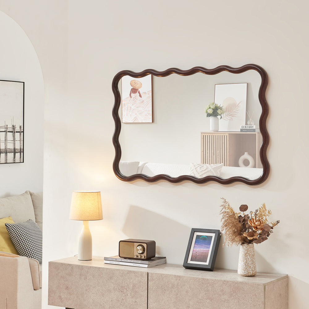 Miroir mural Porloskid 90x60 cm marron foncé [en.casa] - premiumXL
