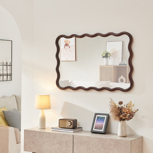 Miroir mural Porloskid 90x60 cm Marron foncé [en.casa]