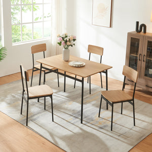 Groupe de repas Pollenev 5 pièces Noir/Aspect chêne [en.casa]