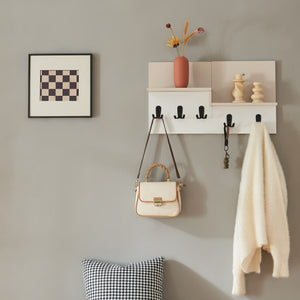 Portemanteau mural Botaruvn avec 2 étagères 34 x 59 x 13 cm beige / blanc [en.casa]