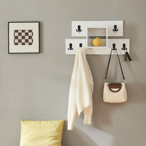 Porte-manteau mural Vänd avec compartiment de rangement 32x60x14 cm Blanc [en.casa]