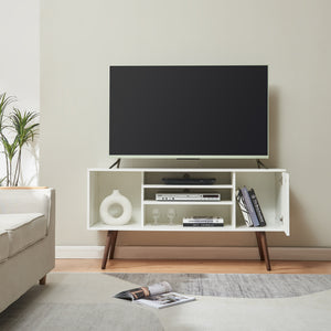 Meuble TV Vare 130x40x66 cm Blanc [en.casa]