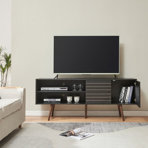 Meuble TV Vare 160 x 40 x 66 cm noir [en.casa] 