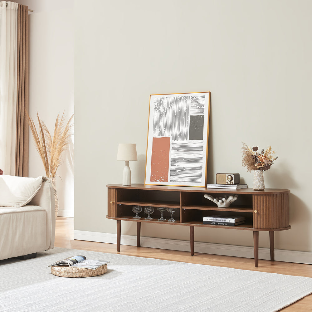 Meuble TV Mapia 166 x 40 x 55 cm effet noyer [en.casa]