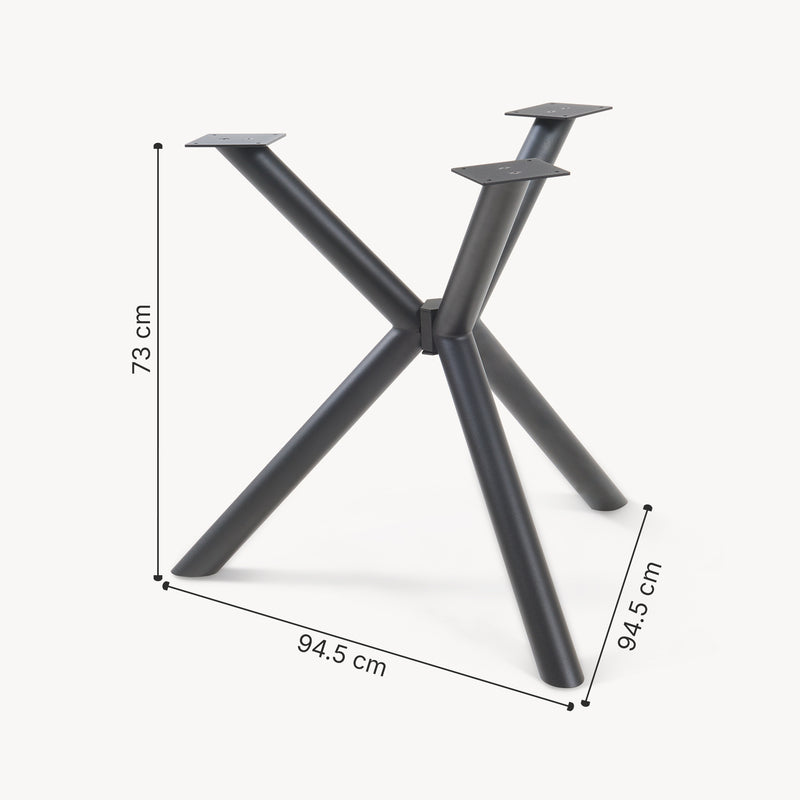 Croquis coté Piétement de table Viserinna acier 95 x 95 x 73 cm noir [en.casa]