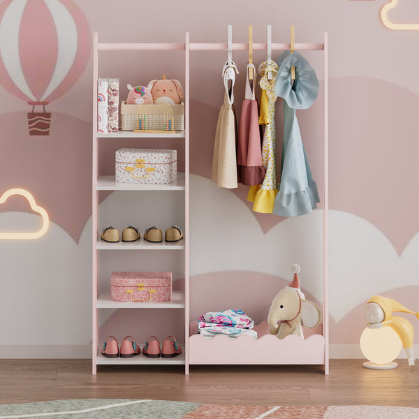 Porte-manteau pour enfants Vestnes 114x77x30 cm Cotton Candy/Blanc [en.casa]