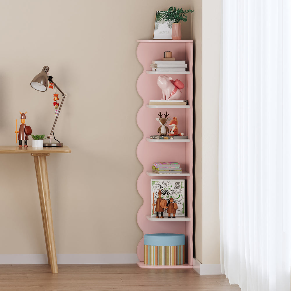 Enfants - Étagère d’angle Vestnes 108x27x27 cm Cotton Candy/Blanc [en.casa] - premiumXL
