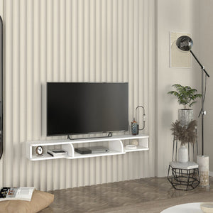 Meuble TV bas suspendu Aar 135x30x16 cm Blanc [en.casa]