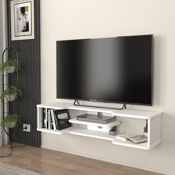 Meuble TV suspendu Yrela 120x30x26 cm Blanc [en.casa]