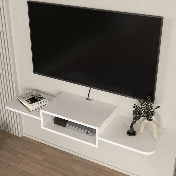 Meuble TV bas suspendu Tar 115x30x16 cm Blanc [en.casa]