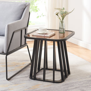 Table d'appoint Burgess 51x51x51 cm Noir/Aspect noyer [en.casa]
