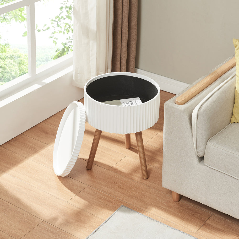 Beistelltisch Bongard mit Stauraum Ø38x48 cm Weiß [en.casa] - premiumXL