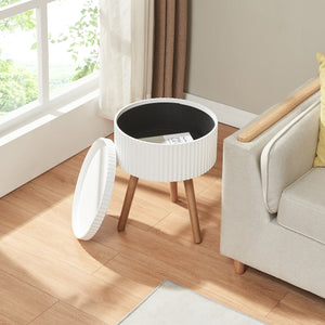 Table d'appoint Bongard avec rangement Ø38x48 cm Blanc [en.casa]