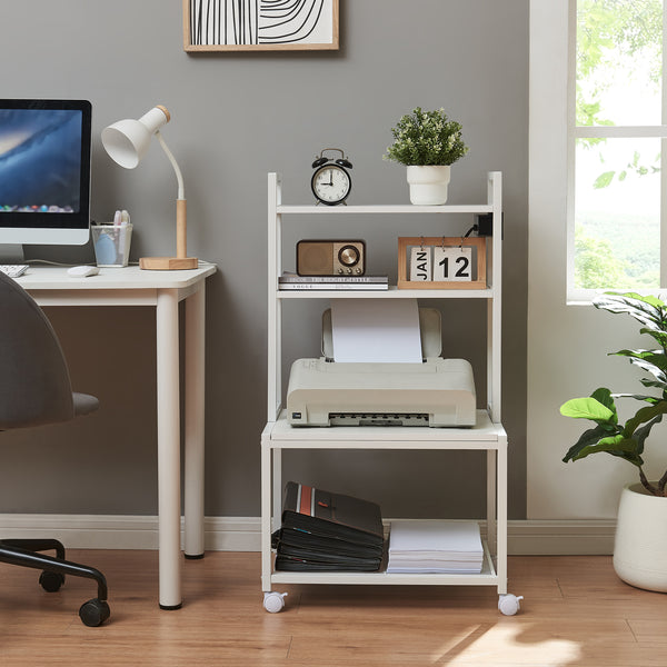 Table d'imprimante roulante Svanaldsvipp 100x55x38 cm cm Blanc [en.casa]