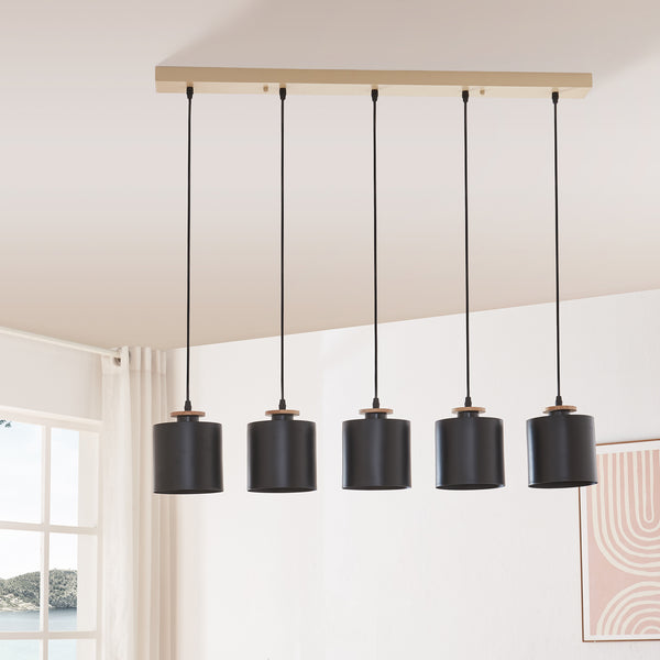 Suspension Posdand 130x90x14 cm Bois/Noir [lux.pro]