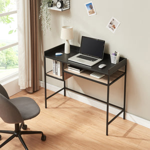 Bureau Belana 100x43x82 cm Noir/Aspect chêne [en.casa]