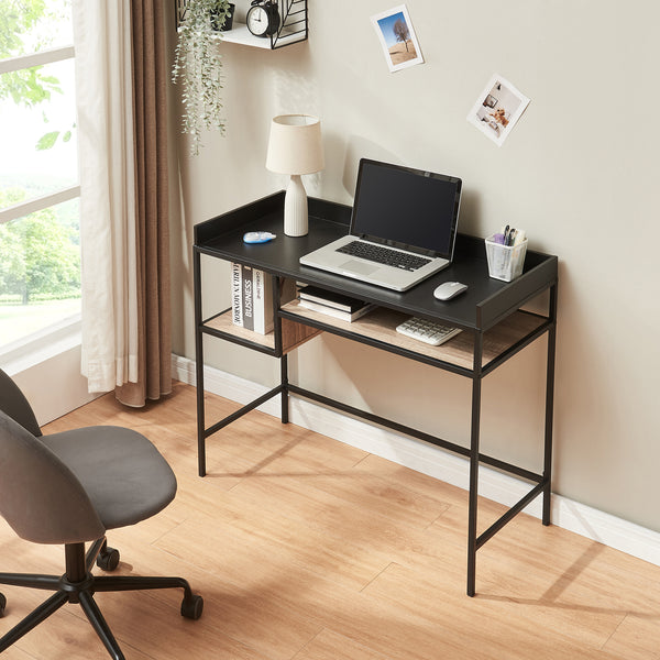 Bureau Belana 100x43x82 cm Noir/Aspect chêne [en.casa]