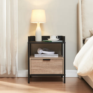 Table de chevet Belana 51x40x35 cm Noir/Aspect chêne [en.casa]