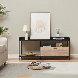 Table TV Belana 120x40x54 cm Noir/Aspect chêne [en.casa]