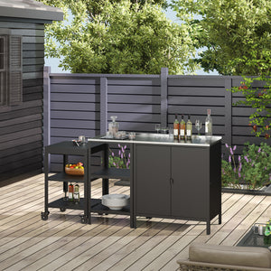 Ensemble d'extérieur Bolognano Étagère armoire et desserte Noir mat [casa.pro]