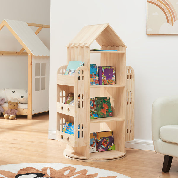 Étagère tournante pour enfants Sanköre 122x64x43 cm Bois de pin naturel [en.casa]