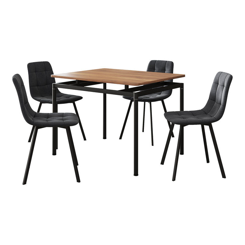 Croquis coté Ensemble de salle à manger Hemnes pour 4 personnes effet chêne / gris foncé [en.casa] 