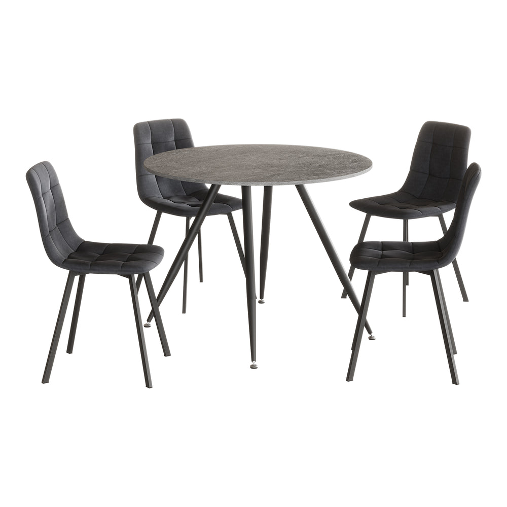 Ensemble de salle à manger Fitjar 5 pièces aspect béton/gris foncé [en.casa] - premiumXL