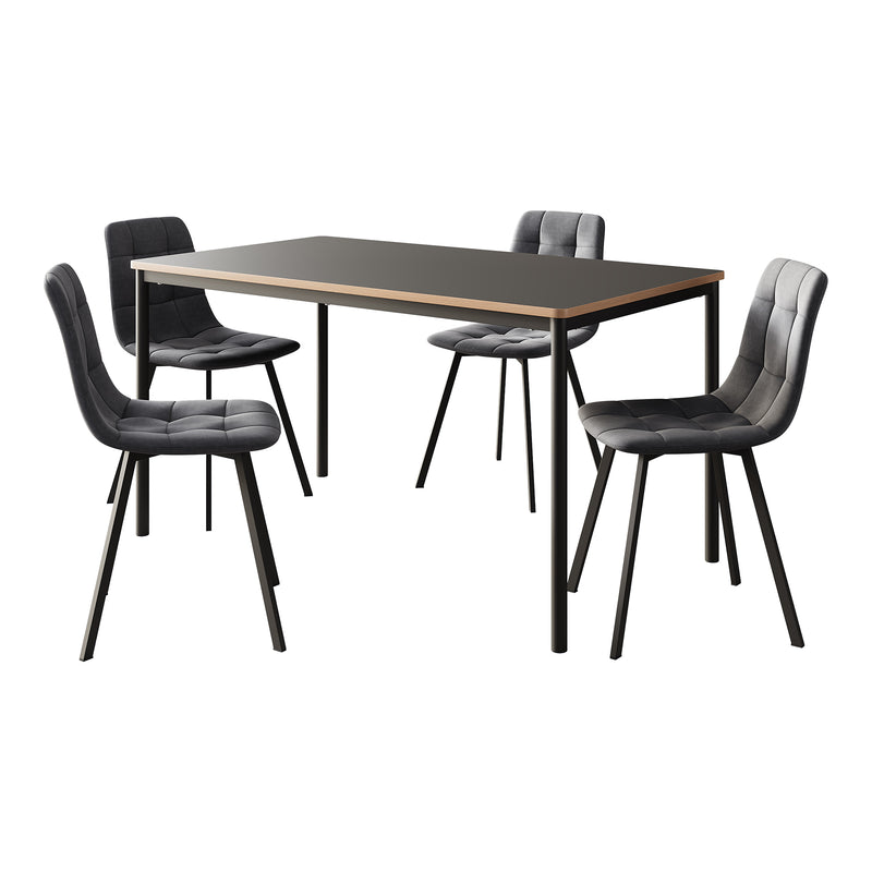 Croquis coté Ensemble de salle à manger Lindesberg pour 4 personnes gris foncé [en.casa] 